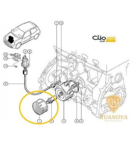 Genuine uprated Renault oil filter for Clio II Sport 2.0 172 / 182