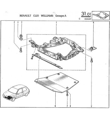 Cubrecarter duroaluminio Renault Clio Williams protector 16V